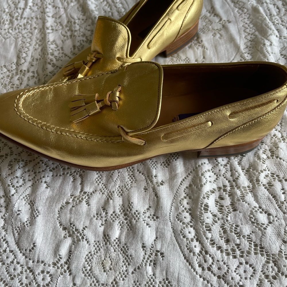 Ralph Lauren Purple Label Gold Loafers size 8